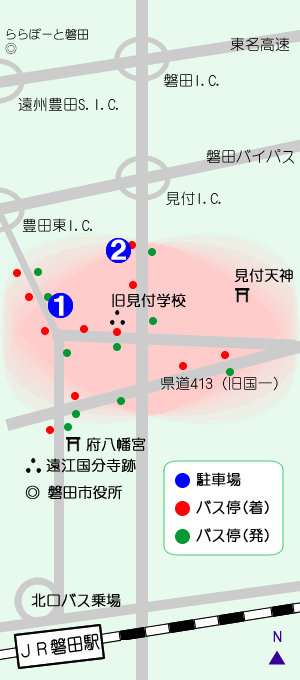 磐田駅から東名高速までの地図